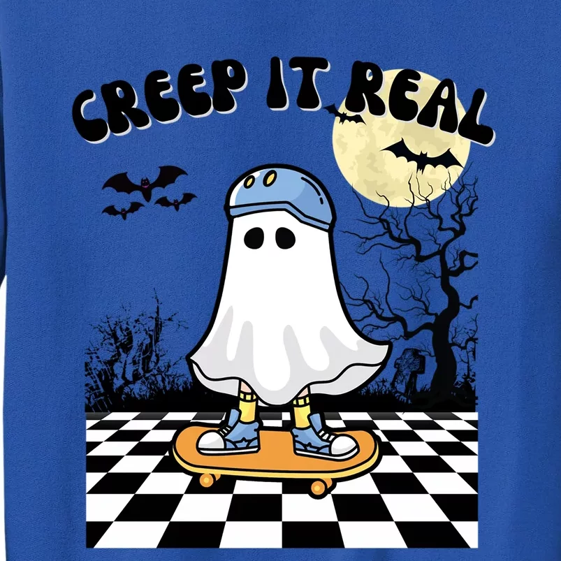 Groovy Halloween Creep It Real Retro Skateboarding Ghost Funny Gift Sweatshirt