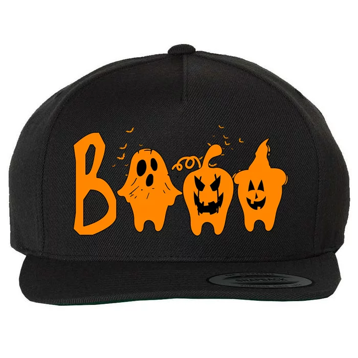 Group Halloween Costume Teeth Booo Pumpkin Witch Ghost Funny Cute Gift Wool Snapback Cap