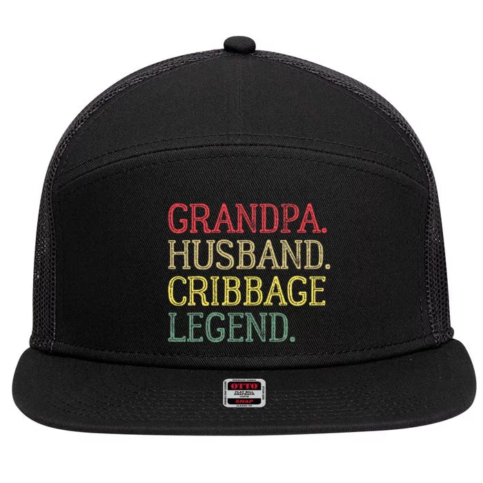 Grandpa Husband Cribbage Legend Vintage Cribbage Board Game 7 Panel Mesh Trucker Snapback Hat