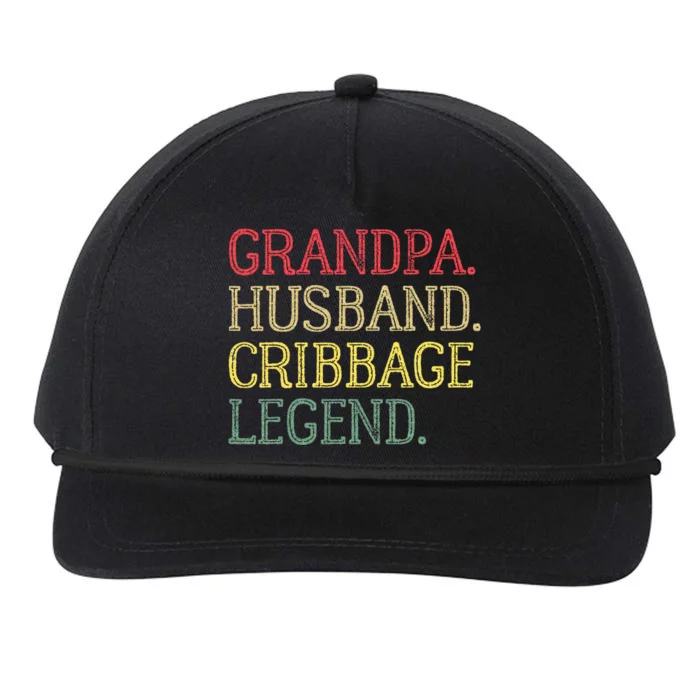 Grandpa Husband Cribbage Legend Vintage Cribbage Board Game Snapback Five-Panel Rope Hat