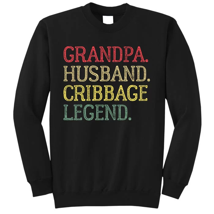 Grandpa Husband Cribbage Legend Vintage Cribbage Board Game Tall Sweatshirt