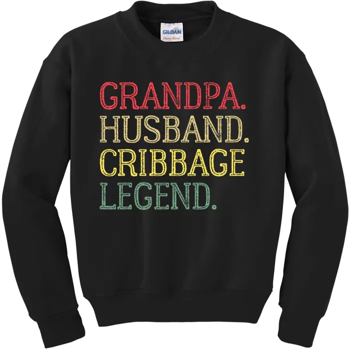 Grandpa Husband Cribbage Legend Vintage Cribbage Board Game Kids Sweatshirt