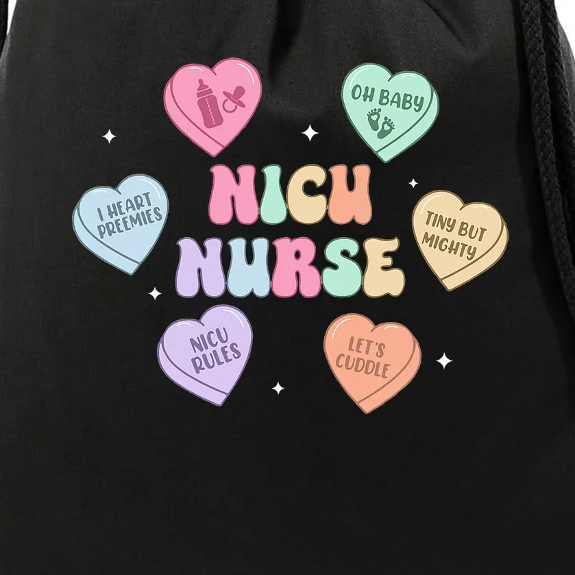 Groovy Heart Candy Nicu Nurse Valentines Day Drawstring Bag