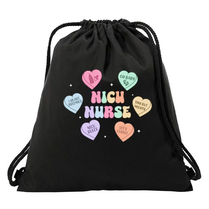 Groovy Heart Candy Nicu Nurse Valentines Day Drawstring Bag