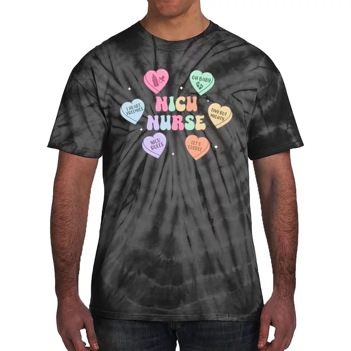 Groovy Heart Candy Nicu Nurse Valentines Day Tie-Dye T-Shirt