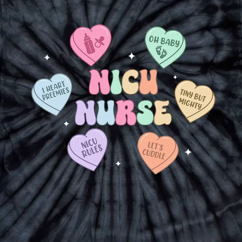 Groovy Heart Candy Nicu Nurse Valentines Day Tie-Dye T-Shirt