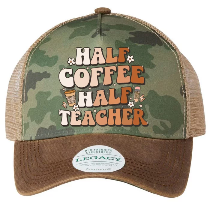 Groovy Half Coffee Half Teacher Inspirational Quotes Teacher Great Gift Legacy Tie Dye Trucker Hat