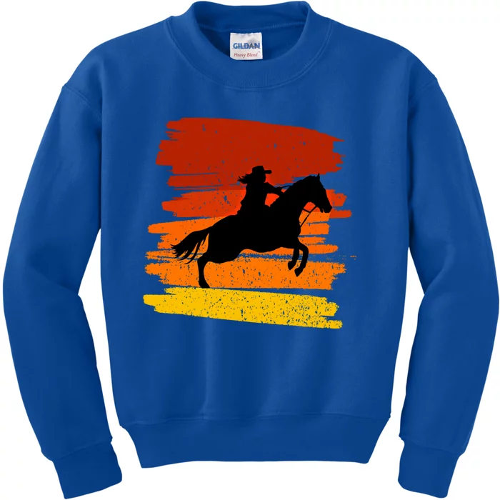 Gallop Horses Cow For Rodeo And Lasso Lovers Gift Kids Sweatshirt