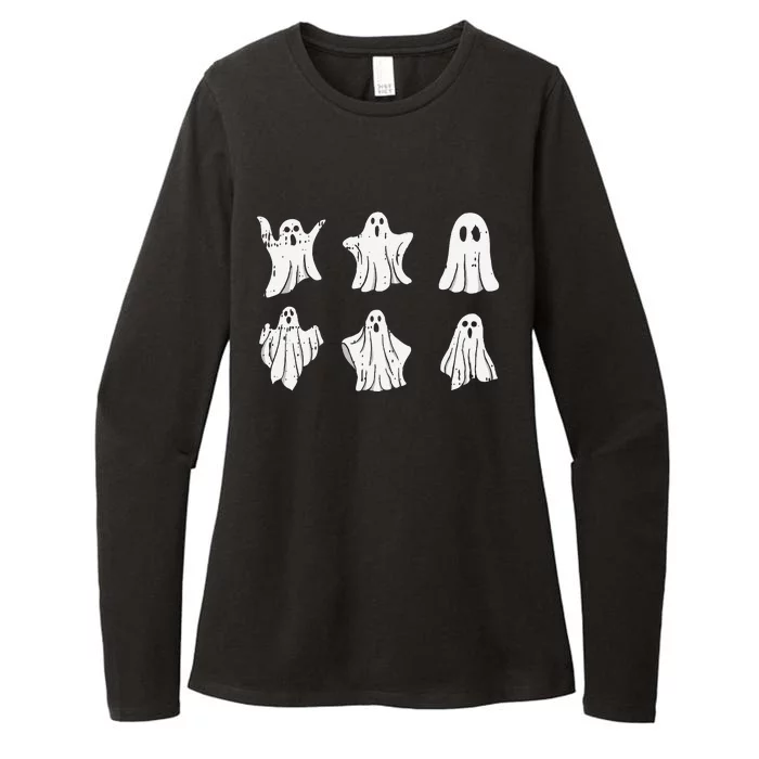 Ghosts Halloween Costume Spooky Retro Boo Ghouls Spirit Womens CVC Long Sleeve Shirt