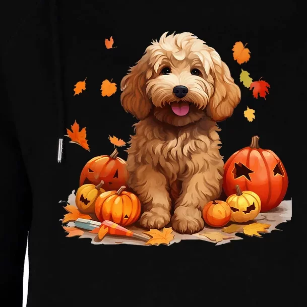 Goldendoodle Halloween Cute And Spooky Doodle Dog Womens Funnel Neck Pullover Hood