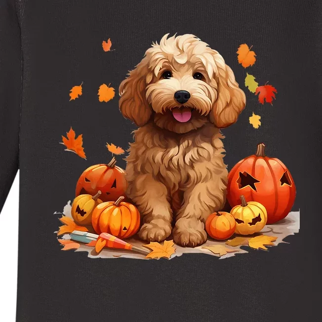 Goldendoodle Halloween Cute And Spooky Doodle Dog Baby Long Sleeve Bodysuit