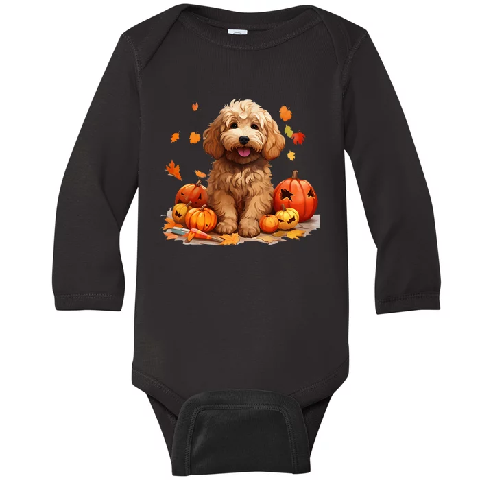 Goldendoodle Halloween Cute And Spooky Doodle Dog Baby Long Sleeve Bodysuit