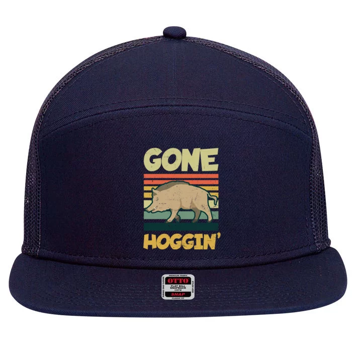 Gone Hoggin Design Boar Hunting Gift 7 Panel Mesh Trucker Snapback Hat