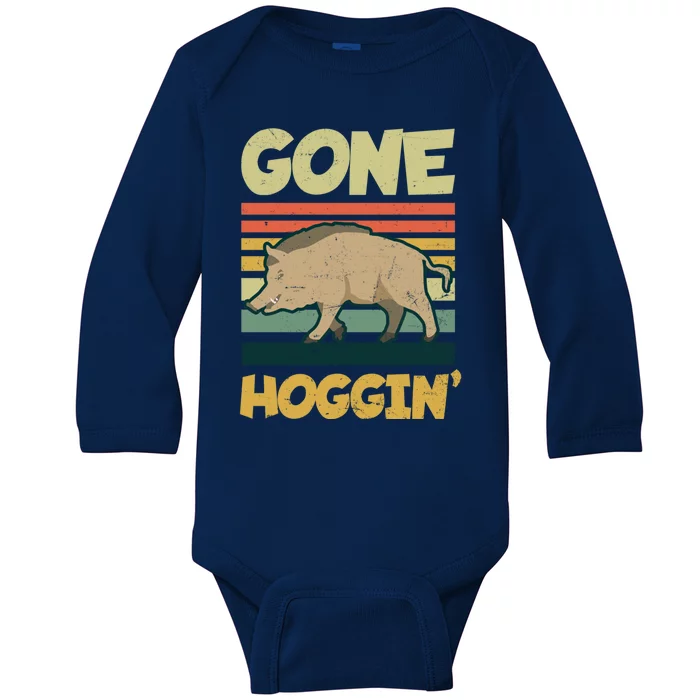 Gone Hoggin Design Boar Hunting Gift Baby Long Sleeve Bodysuit