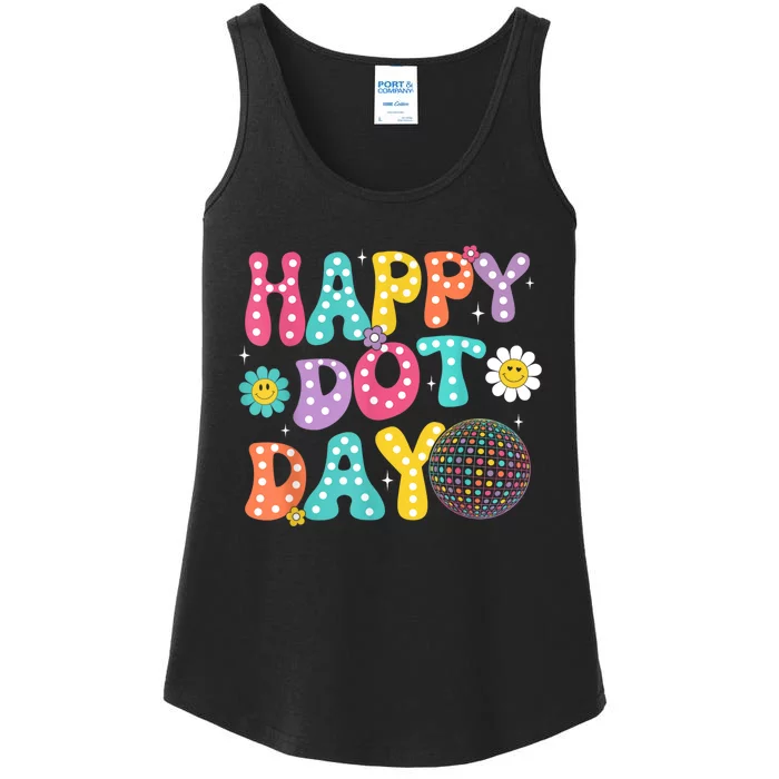 Groovy Happy Dot Day Teacher September 15th 2024 Ladies Essential Tank