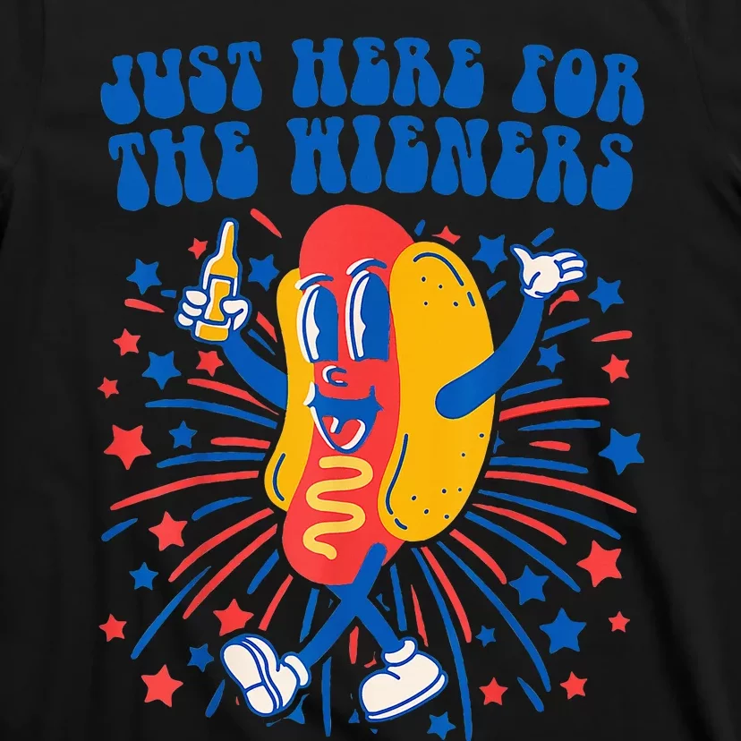 Groovy Hot Dog IM Just Here For The Wieners T-Shirt