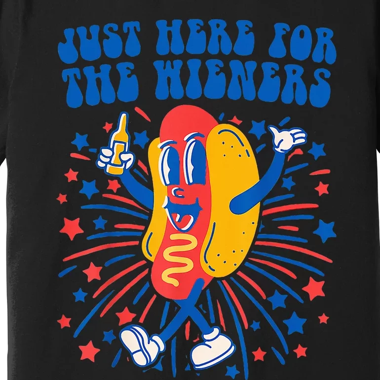 Groovy Hot Dog IM Just Here For The Wieners Premium T-Shirt