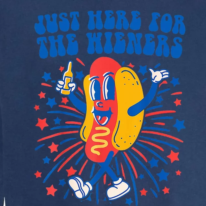 Groovy Hot Dog IM Just Here For The Wieners Garment-Dyed Sweatshirt