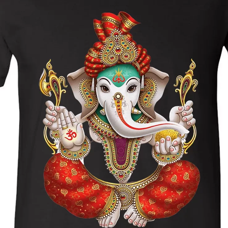 Ganesh Hindu Deity Lord Ganesha V-Neck T-Shirt