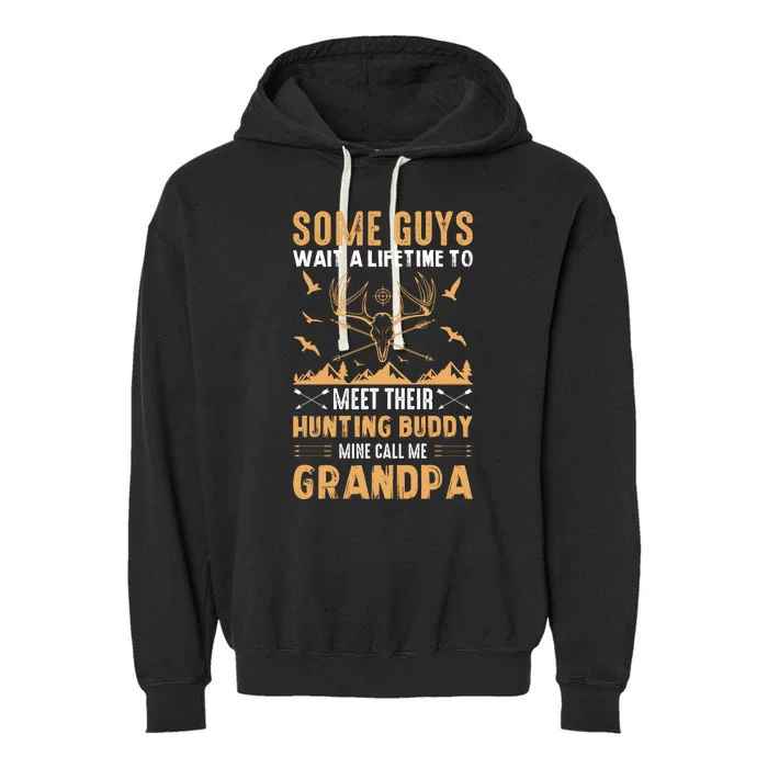 Grandpa Hunting Design Garment-Dyed Fleece Hoodie