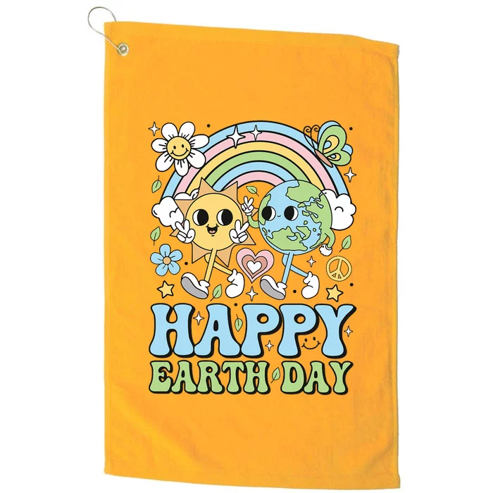 Groovy Happy Earth Day 2024 Save The Planet Platinum Collection Golf Towel