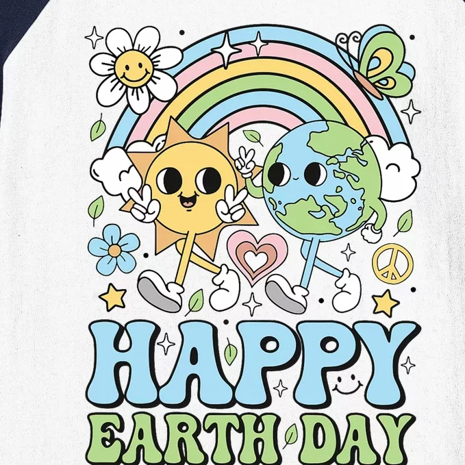 Groovy Happy Earth Day 2024 Save The Planet Baseball Sleeve Shirt