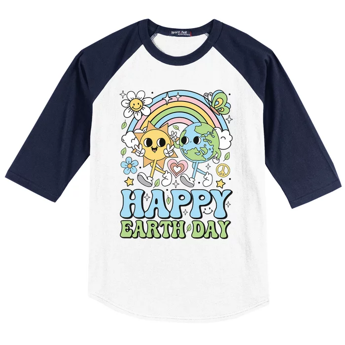 Groovy Happy Earth Day 2024 Save The Planet Baseball Sleeve Shirt