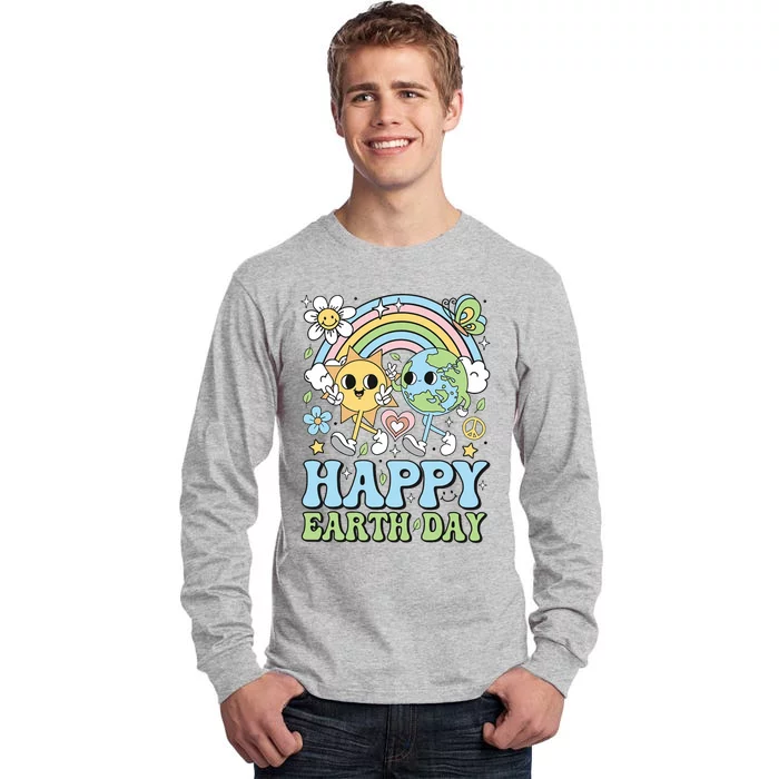 Groovy Happy Earth Day 2024 Save The Planet Tall Long Sleeve T-Shirt