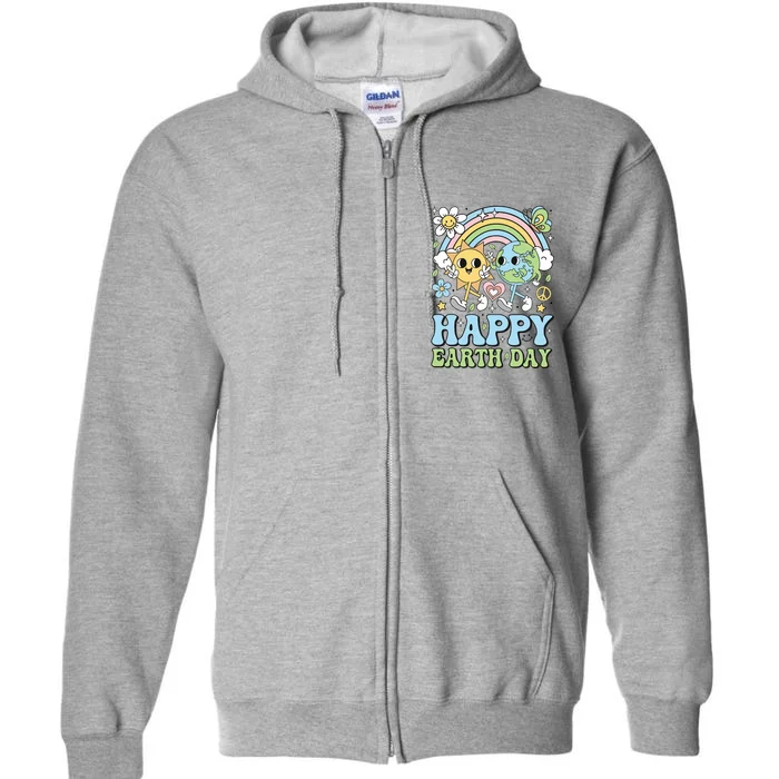 Groovy Happy Earth Day 2024 Save The Planet Full Zip Hoodie