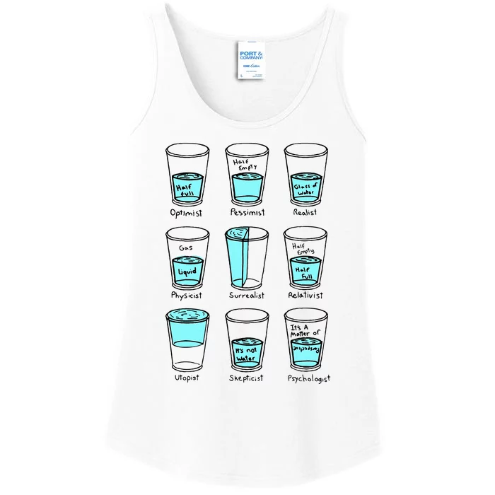 Glass half empty funny meme Psychologist Edition Ladies Essential Tank