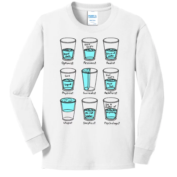 Glass half empty funny meme Psychologist Edition Kids Long Sleeve Shirt