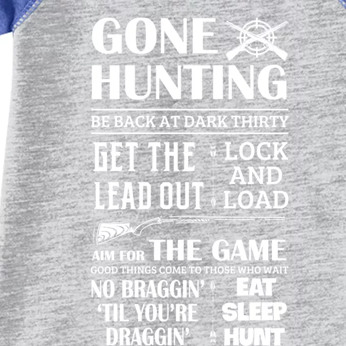 Gone Hunting Eat Sleep Hunt Funny Deer Hunter Quotes Gift Infant Baby Jersey Bodysuit