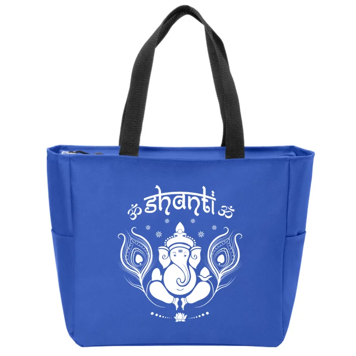 Ganesh Hindu Elephant God Shanti Peace Yoga Gift Zip Tote Bag