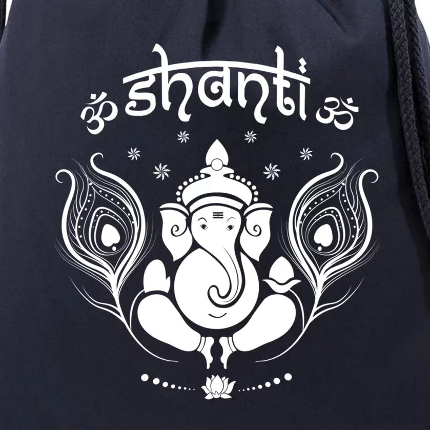 Ganesh Hindu Elephant God Shanti Peace Yoga Gift Drawstring Bag