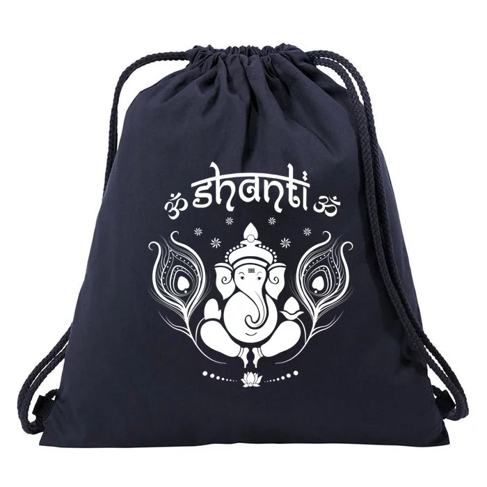 Ganesh Hindu Elephant God Shanti Peace Yoga Gift Drawstring Bag