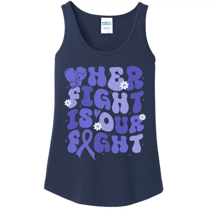 Gerd Her Fight Is Our Fight Periwinkle Flower Ribbon Ladies Essential Tank