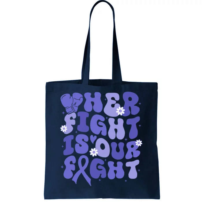 Gerd Her Fight Is Our Fight Periwinkle Flower Ribbon Tote Bag