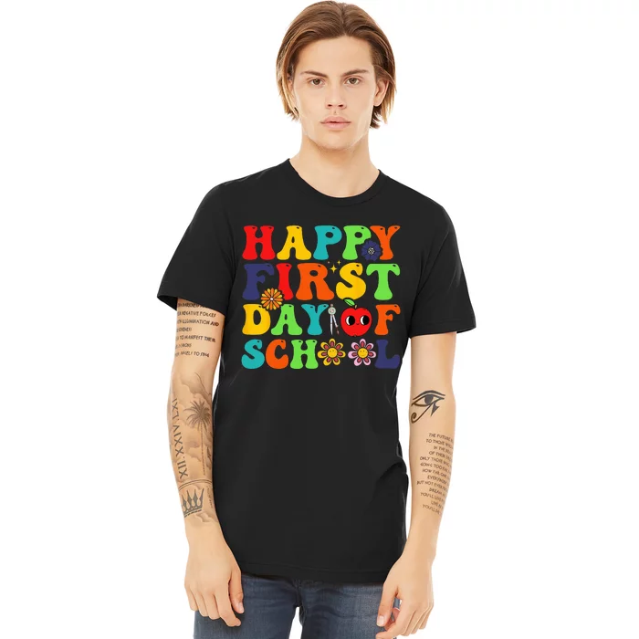 Groovy Happy First Day Of School Back To School Teachers Premium T-Shirt