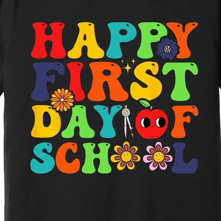 Groovy Happy First Day Of School Back To School Teachers Premium T-Shirt