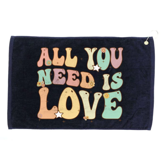 Groovy Hippie Flower All You Need Is Love Gift Grommeted Golf Towel