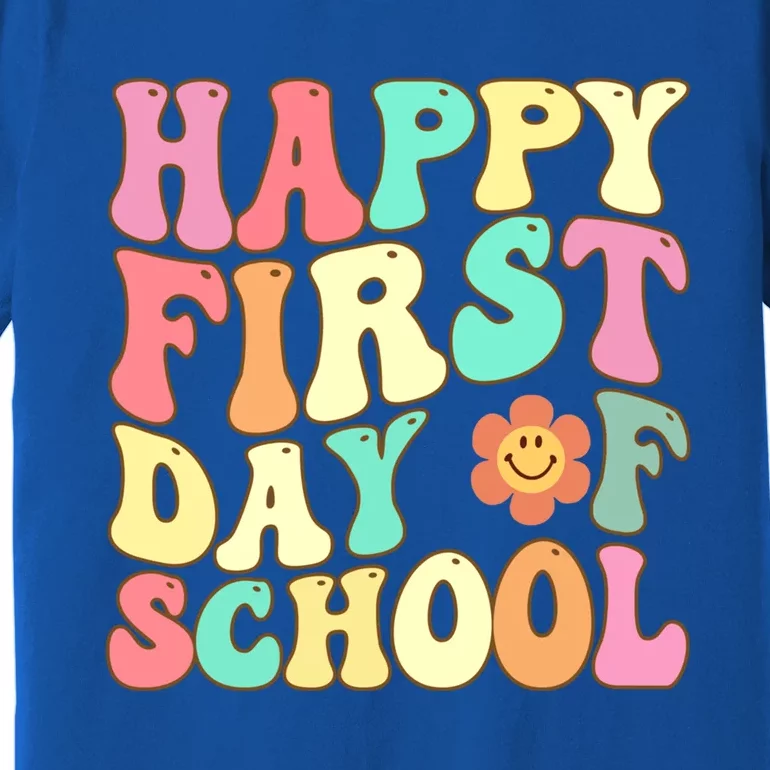 Groovy Happy First Day Of School Teacher Back To School Cool Gift Premium T-Shirt