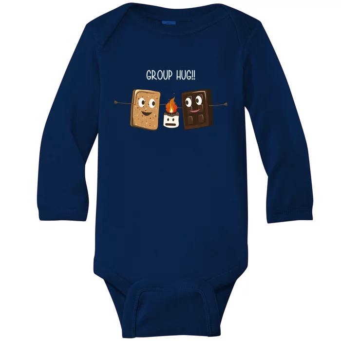 Group Hug Funny Smores Camping Roasting Outdoor Baby Long Sleeve Bodysuit