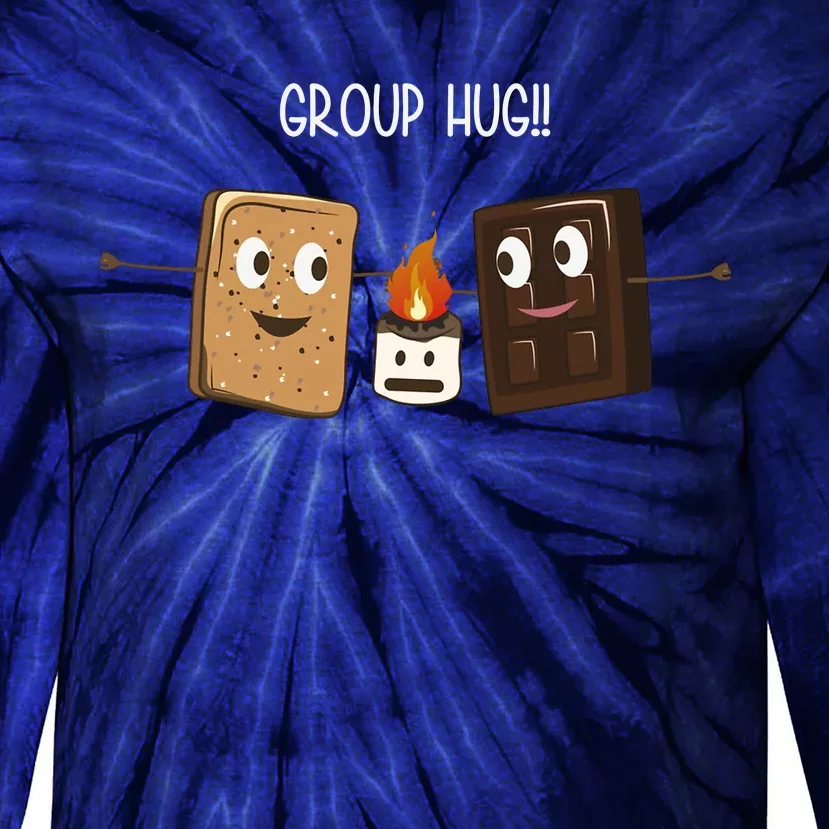 Group Hug Funny Smores Camping Roasting Outdoor Tie-Dye Long Sleeve Shirt