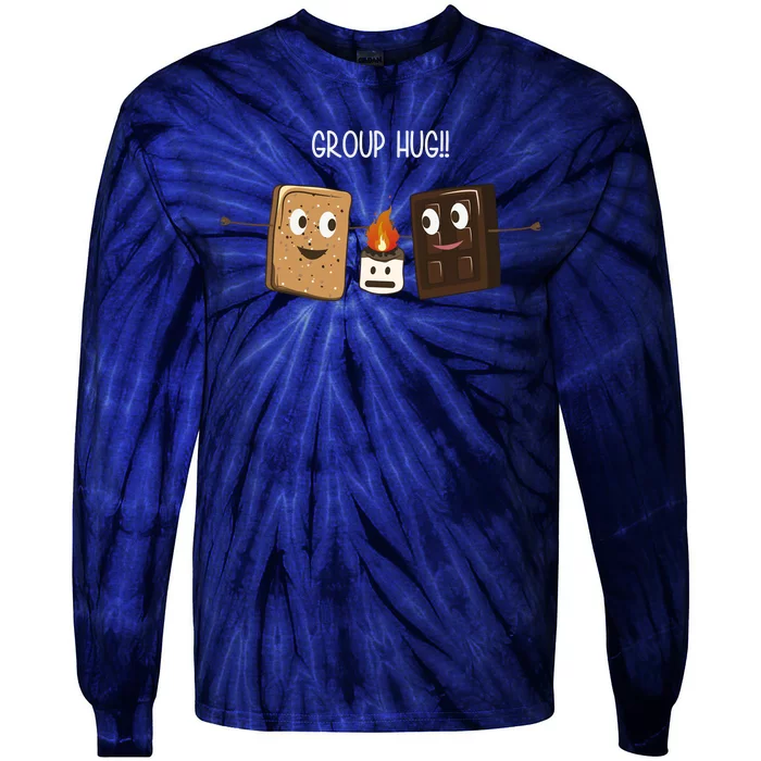 Group Hug Funny Smores Camping Roasting Outdoor Tie-Dye Long Sleeve Shirt