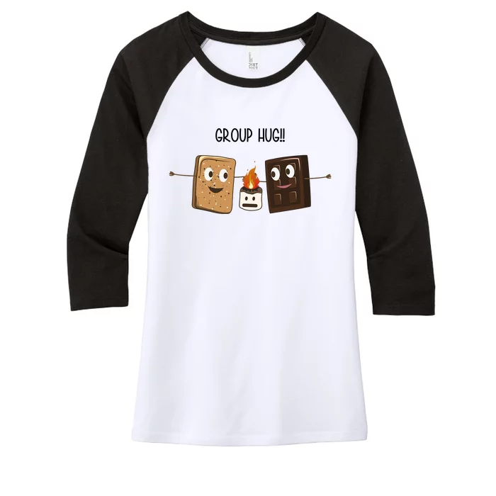 Group Hug Funny Smores Camping Roasting Outdoor Women's Tri-Blend 3/4-Sleeve Raglan Shirt