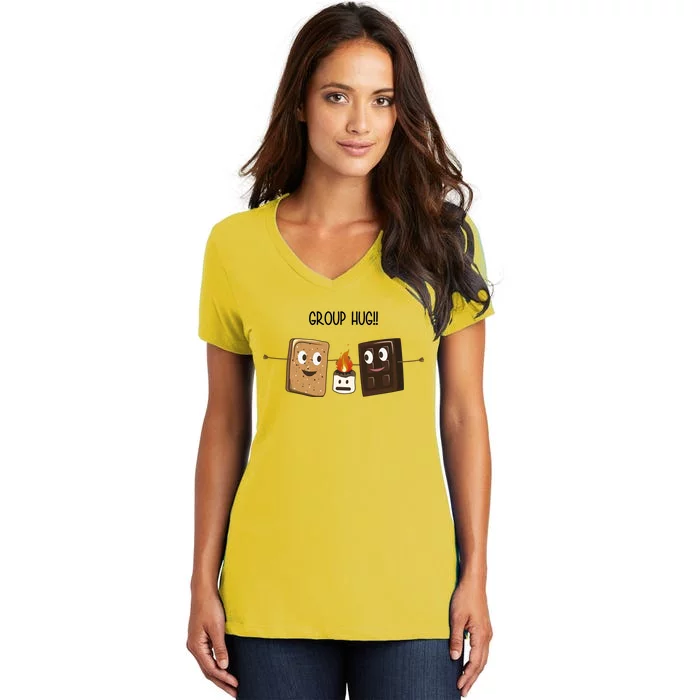 Group Hug Funny Smores Camping Roasting Outdoor Women's V-Neck T-Shirt