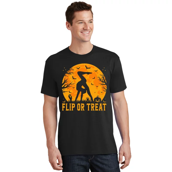 Gymnastics Halloween Flip Or Treat Halloween Gymnastics T-Shirt