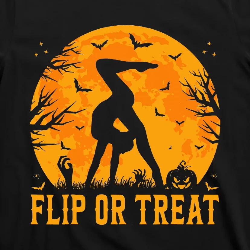 Gymnastics Halloween Flip Or Treat Halloween Gymnastics T-Shirt