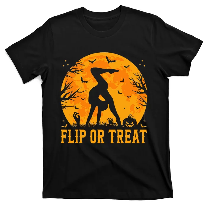 Gymnastics Halloween Flip Or Treat Halloween Gymnastics T-Shirt