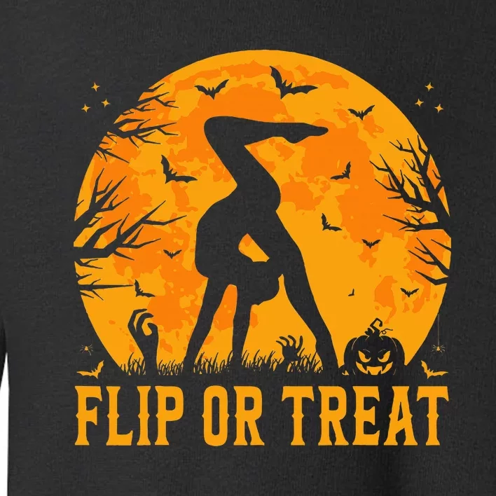 Gymnastics Halloween Flip Or Treat Halloween Gymnastics Toddler Sweatshirt